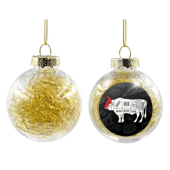 Diagrams for butcher shop, Transparent Christmas tree ball ornament with gold filling 8cm