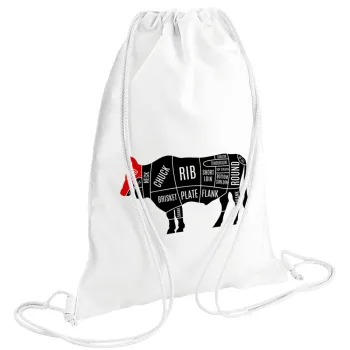 Diagrams for butcher shop, Backpack pouch GYMBAG white (28x40cm)