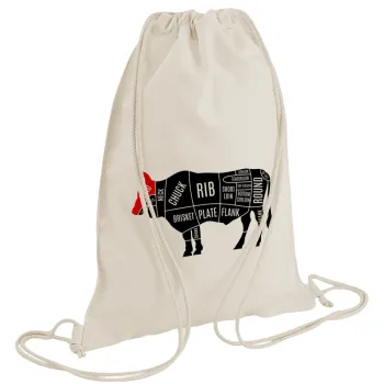 Diagrams for butcher shop, Backpack bag GYMBAG natural (28x40cm)