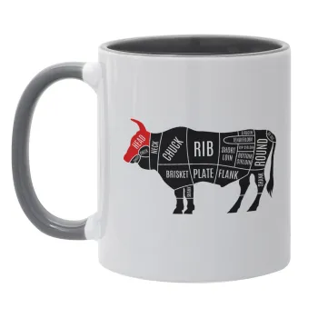 Diagrams for butcher shop, Κούπα χρωματιστή γκρι, κεραμική, 330ml