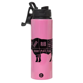 Diagrams for butcher shop, Metallic water bottle with safety lid, 850ml aluminum