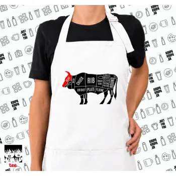 Diagrams for butcher shop, Ποδιά μακριά Σεφ ολόσωμη με τσέπες white (ΕΝΗΛΙΚΩΝ)