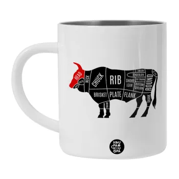 Diagrams for butcher shop, BIG Mug Stainless steel double wall (450ml, White)