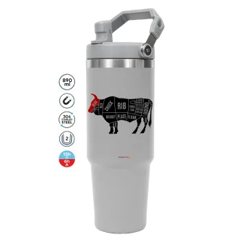Diagrams for butcher shop, GREY color, 890ml (30oz) stainless Steel Tumbler with Handle