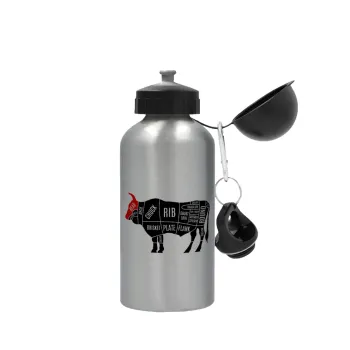 Diagrams for butcher shop, Metallic water jug, Silver, aluminum 500ml