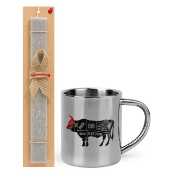 Diagrams for butcher shop, Easter Set, metallic thermal cup (300ml) & Easter aromatic flat candle (30cm) (GRAY)