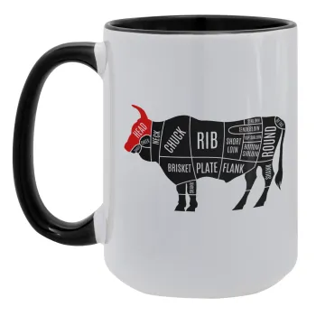 Diagrams for butcher shop, Κούπα Mega 15oz, κεραμική Μαύρη, 450ml