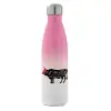 Metal mug thermos Pink/White (Stainless steel), double wall, 500ml