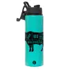Metallic water bottle with safety lid, 850ml aluminum