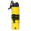 Metallic water bottle with safety lid, 850ml aluminum