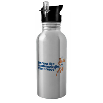 Do you like mademoiselle the Greece, Water bottle Silver with straw, stainless steel 600ml