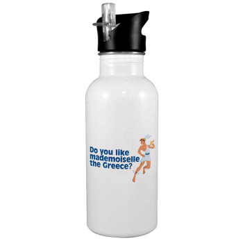 Do you like mademoiselle the Greece, White water bottle with straw, stainless steel 600ml