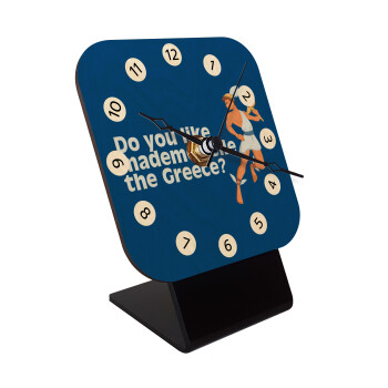 Do you like mademoiselle the Greece, Επιτραπέζιο ρολόι σε φυσικό ξύλο (10cm)
