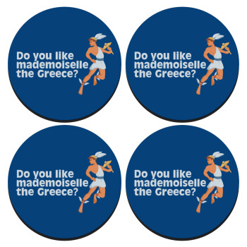Do you like mademoiselle the Greece, SET of 4 round wooden coasters (9cm)