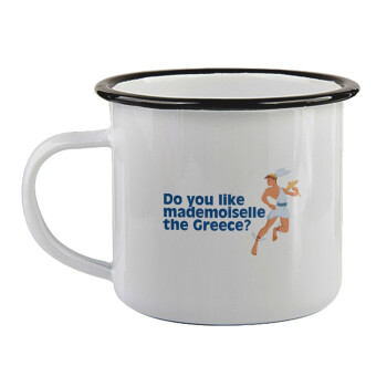 Do you like mademoiselle the Greece, Κούπα εμαγιέ με μαύρο χείλος 360ml
