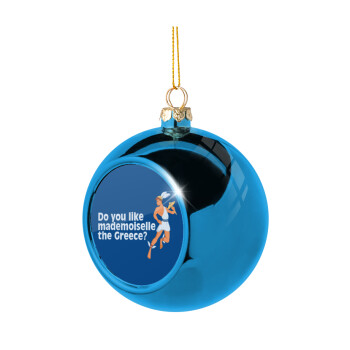Do you like mademoiselle the Greece, Χριστουγεννιάτικη μπάλα δένδρου Μπλε 8cm