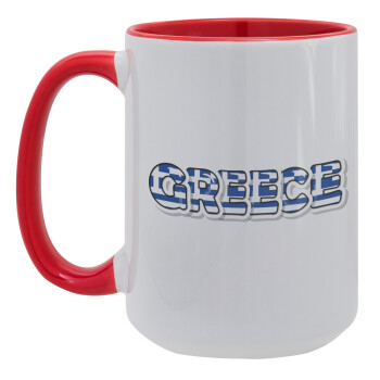 Greece happy name, Κούπα Mega 15oz, κεραμική Κόκκινη, 450ml