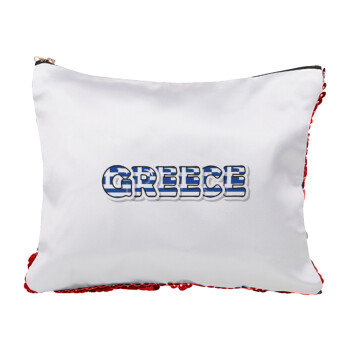 Greece happy name, Τσαντάκι νεσεσέρ με πούλιες (Sequin) Κόκκινο