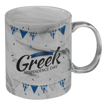 Happy GREEK Independence day, Mug ceramic marble style, 330ml