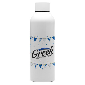 Happy GREEK Independence day, Μεταλλικό παγούρι νερού, 304 Stainless Steel 800ml