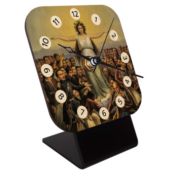 Η Ελλάς Ευγνωμονούσα, Quartz Table clock in natural wood (10cm)
