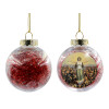 Transparent Christmas tree ball ornament with red filling 8cm
