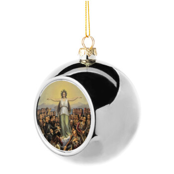 Η Ελλάς Ευγνωμονούσα, Silver 8cm Christmas tree ball ornament