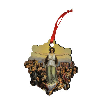 Η Ελλάς Ευγνωμονούσα, Christmas ornament snowflake wooden 7.5cm