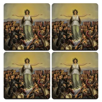 Η Ελλάς Ευγνωμονούσα, ΣΕΤ 4 Σουβέρ ξύλινα τετράγωνα (9cm)