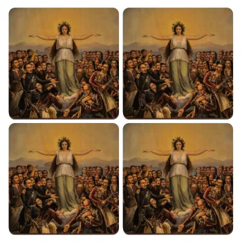 Η Ελλάς Ευγνωμονούσα, ΣΕΤ x4 Σουβέρ ξύλινα τετράγωνα plywood (9cm)