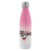 Metal mug thermos Pink/White (Stainless steel), double wall, 500ml