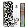 Easter candle, metallic white thermos bottle (500ml) & aromatic flat candle (30cm) (GRAY)