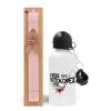 Easter Set, metallic aluminum bottle (500ml) & aromatic flat Easter candle (30cm) (PINK)