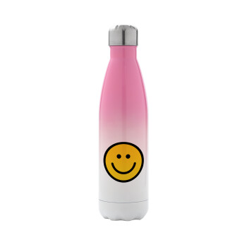 Smile classic, Metal mug thermos Pink/White (Stainless steel), double wall, 500ml