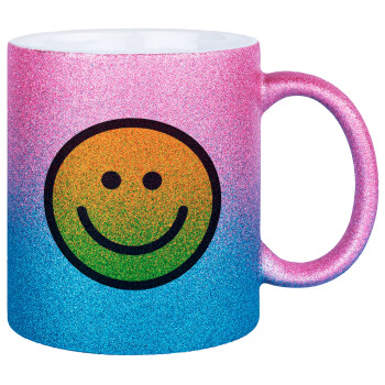 Smile classic, Κούπα Χρυσή/Μπλε Glitter, κεραμική, 330ml