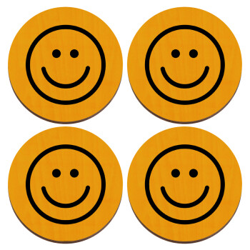 Smile classic, ΣΕΤ x4 Σουβέρ ξύλινα στρογγυλά plywood (9cm)