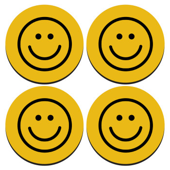 Smile classic, SET of 4 round wooden coasters (9cm)