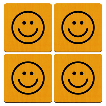 Smile classic, ΣΕΤ x4 Σουβέρ ξύλινα τετράγωνα plywood (9cm)
