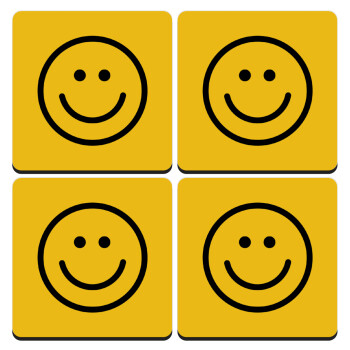 Smile classic, ΣΕΤ 4 Σουβέρ ξύλινα τετράγωνα (9cm)