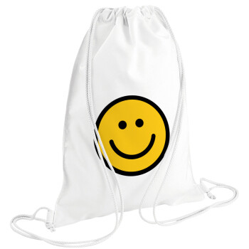 Smile classic, Τσάντα πλάτης πουγκί GYMBAG λευκή (28x40cm)