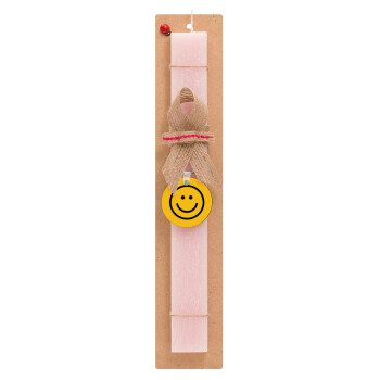 Smile classic, Easter Set, wooden keychain & scented flat Easter candle (30cm) (PINK)