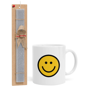 Smile classic, Easter Set, Ceramic Cup (330ml) & Easter aromatic flat candle (30cm) (GRAY)