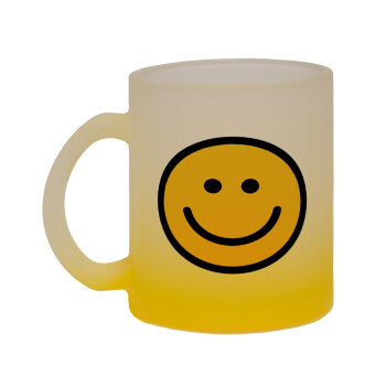 Smile classic, Κούπα γυάλινη δίχρωμη με βάση το κίτρινο ματ, 330ml