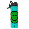 Metallic water bottle with safety lid, 850ml aluminum