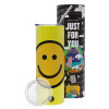 Neon Yellow Travel Tumbler, with metal straw (Stainless steel 304 Food grade, BPA free, 600ml)