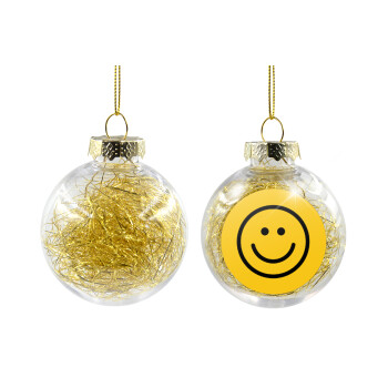 Smile classic, Transparent Christmas tree ball ornament with gold filling 8cm