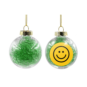 Smile classic, Χριστουγεννιάτικη μπάλα δένδρου διάφανη με πράσινο γέμισμα 8cm