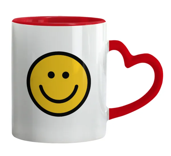 Smile classic — Mug heart red handle, ceramic, 330ml