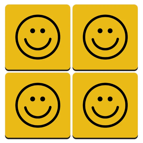 Smile classic — Set of 4 square wooden coasters (9cm)