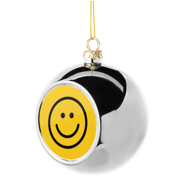 Smile classic — Silver 8cm Christmas tree ball ornament